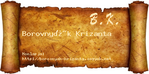 Borovnyák Krizanta névjegykártya